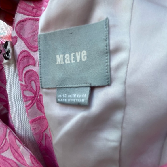 EUC Maeve Anthropologie Pink Size 12 Sleeveless Jacquard V-Neck A-Line Dress - Picture 7 of 7